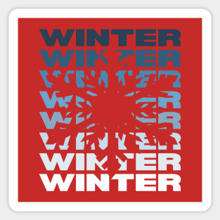Winter Snowflake Retro - Ice Blue Monochromatic Sticker